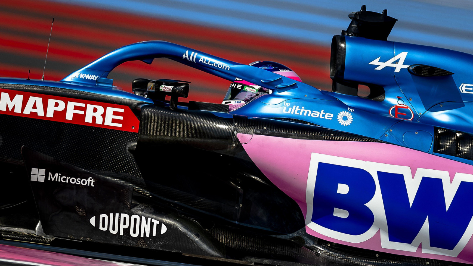 Alpine's Fernando Alonso on track at the French Grand Prix. Paul Ricard, July 2022.