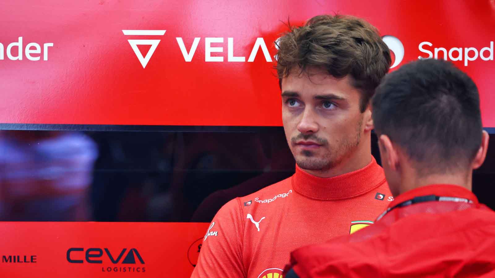 Charles Leclerc in the garage. Belgium August 2022.