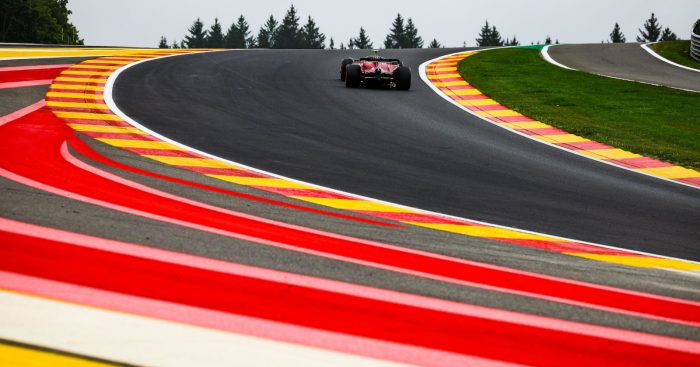 Carlos Sainz heading up the hill at Spa. Formula 1 Belgium August 2022