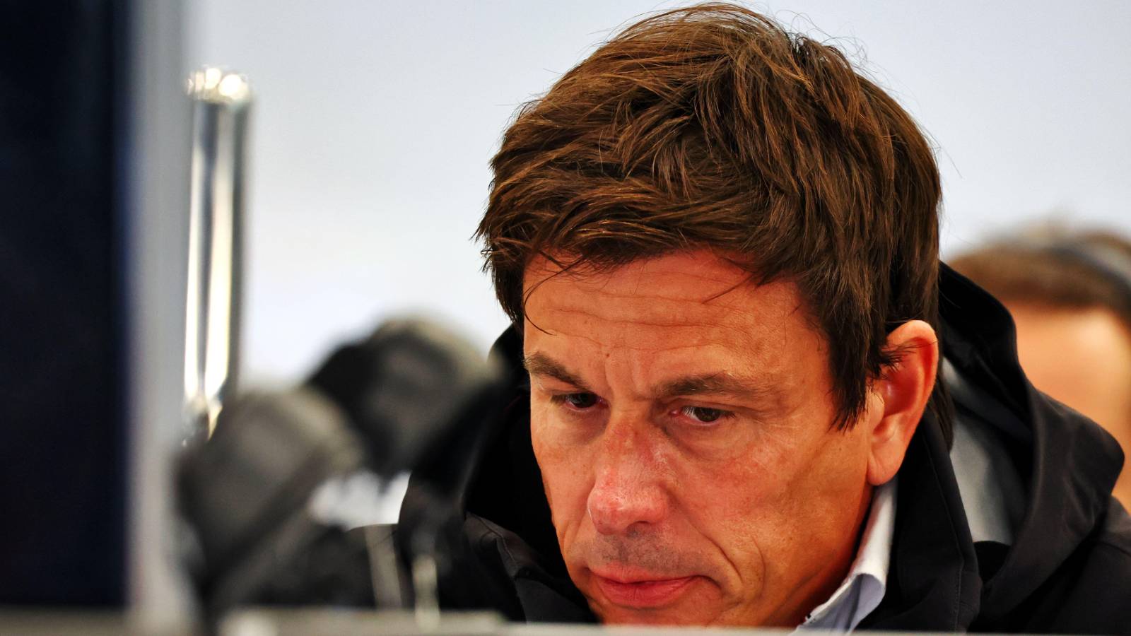 Toto Wolff looking downcast. Spa-Francorchamps August 2022.