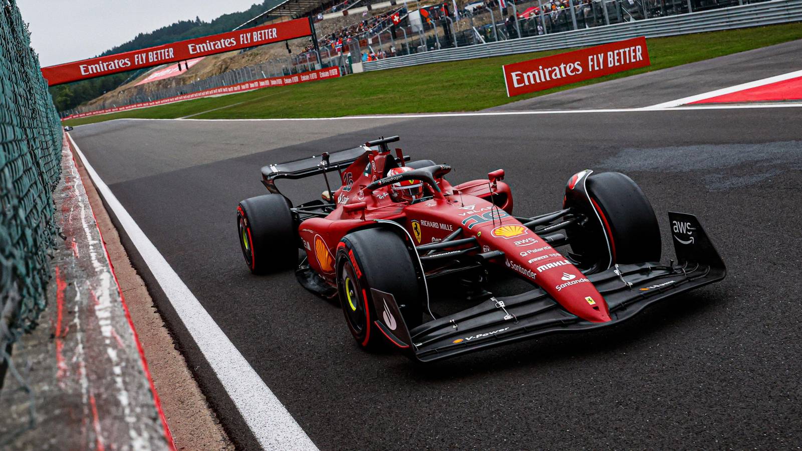 Charles Leclerc's Ferrari on qualifying day for the Belgian GP. Spa-Francorchamps August 2022.