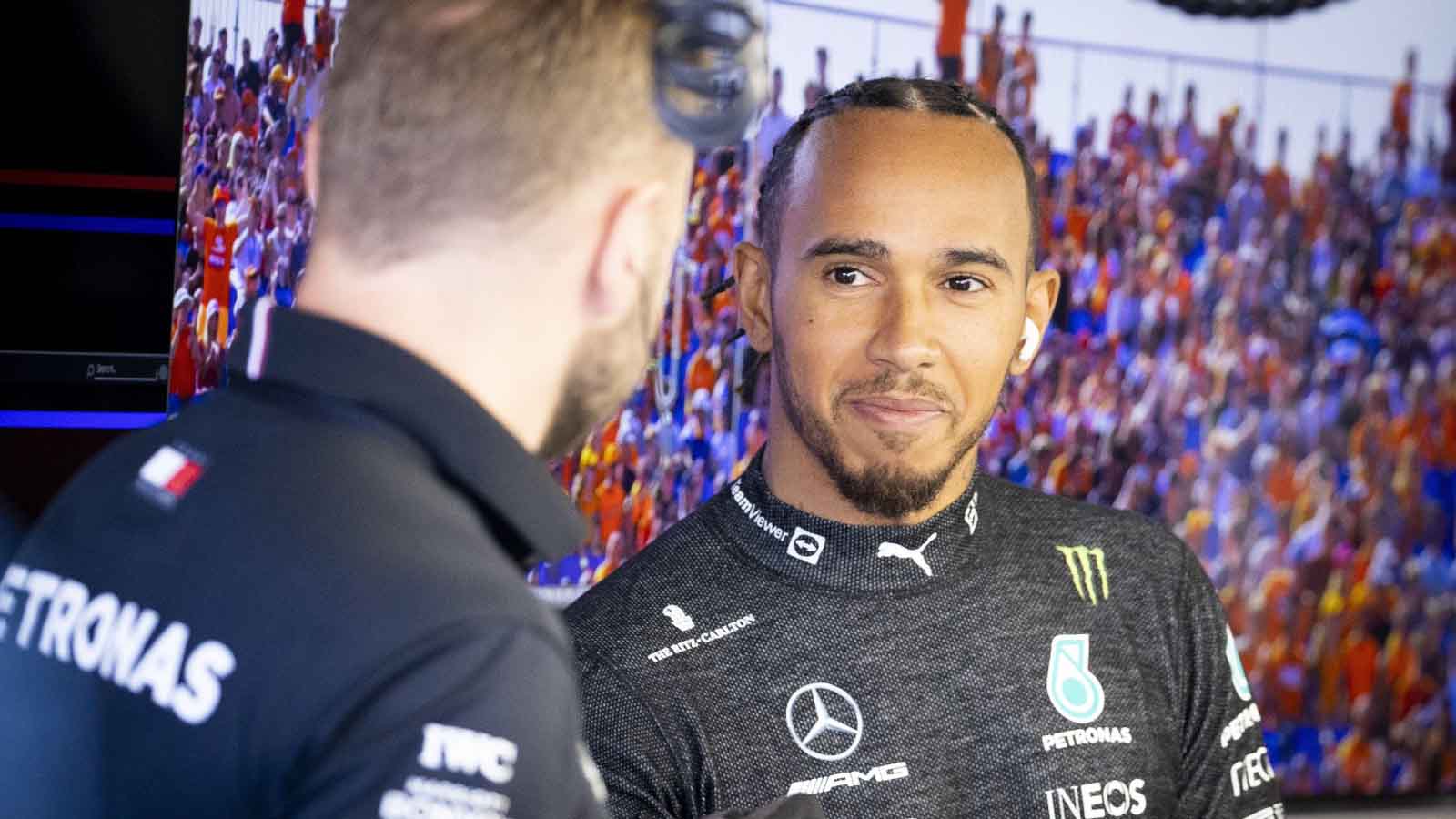 Lewis Hamilton in his garage. Zandvoort September 2022.