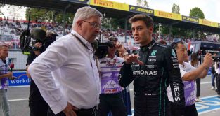 George Russell speaks to Ross Brawn. Monza September 2022.