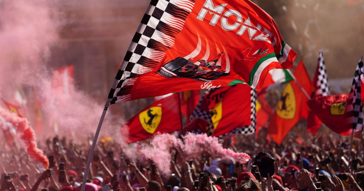 The Ferrari Tifosi with flags and flares. Italy September 2022