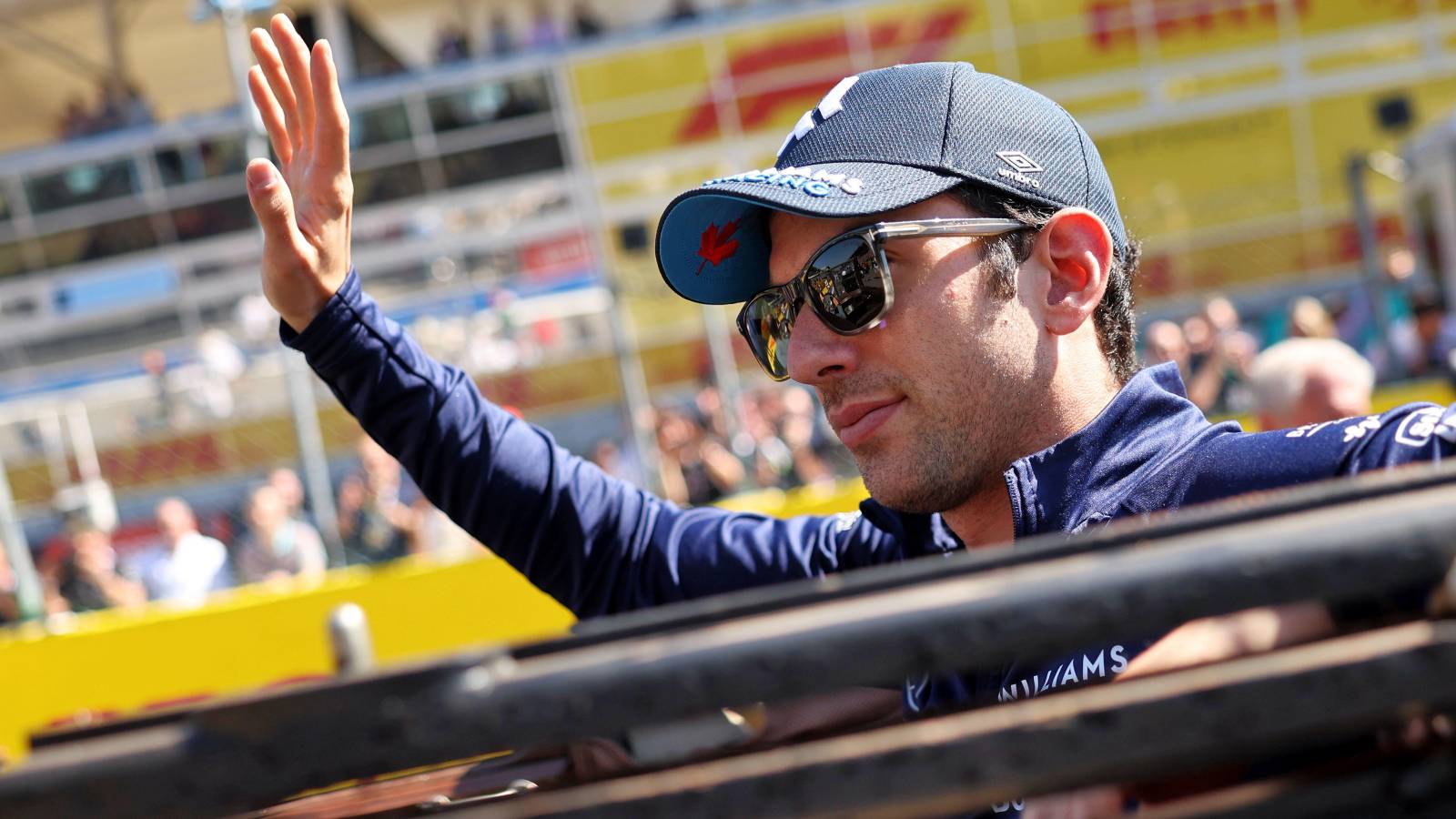 Nicholas Latifi waves to the crowd before the Italian GP. Monza September 2022.