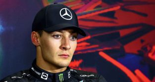 George Russell in the press conference. Monza September 2022.