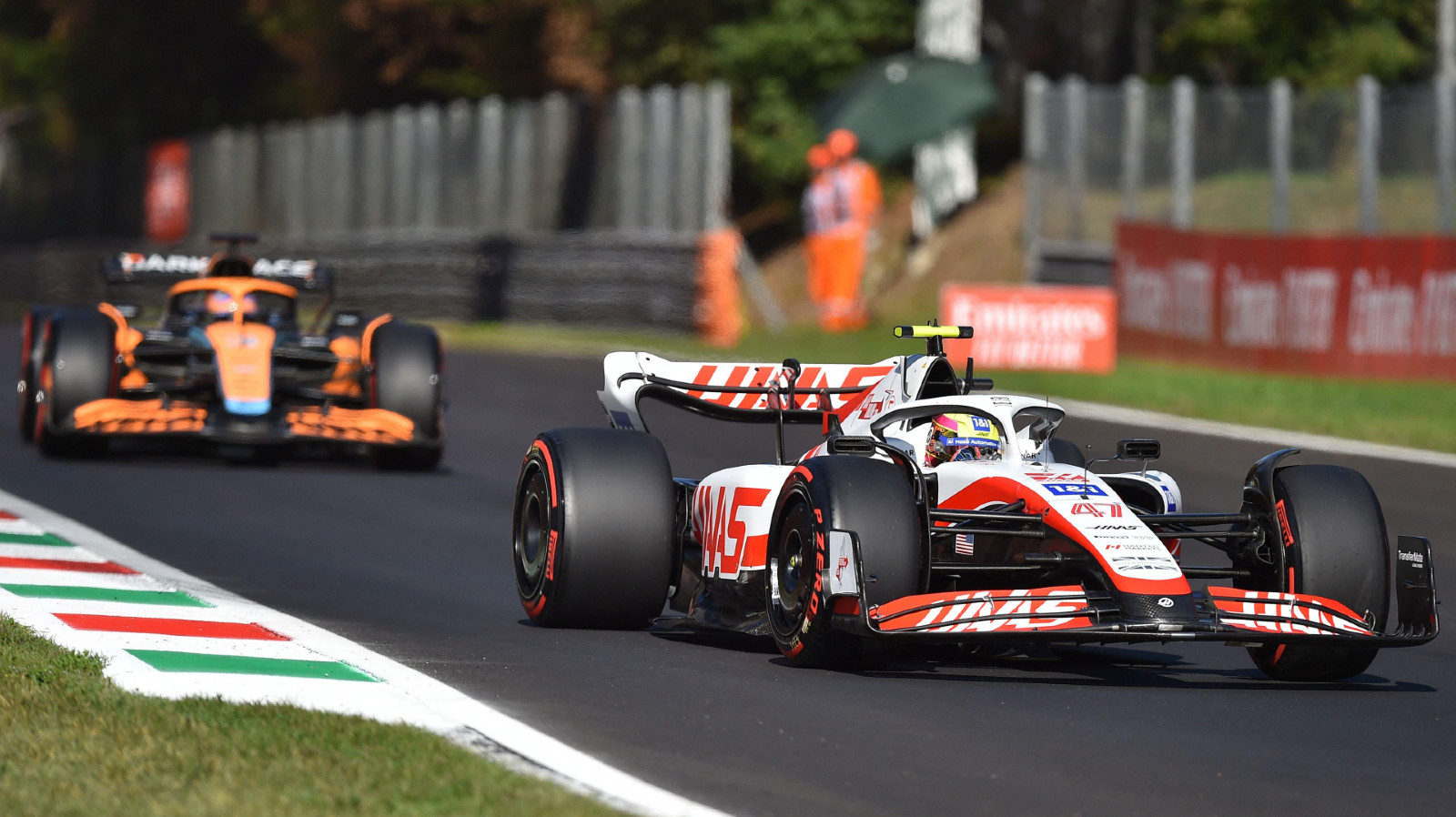 Haas' Mick Schumacher on track at the Italian Grand Prix. Monza, September 2022.