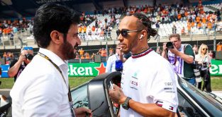 Lewis Hamilton with Mohammed Ben Sulayem. Zandvoort September 2022.