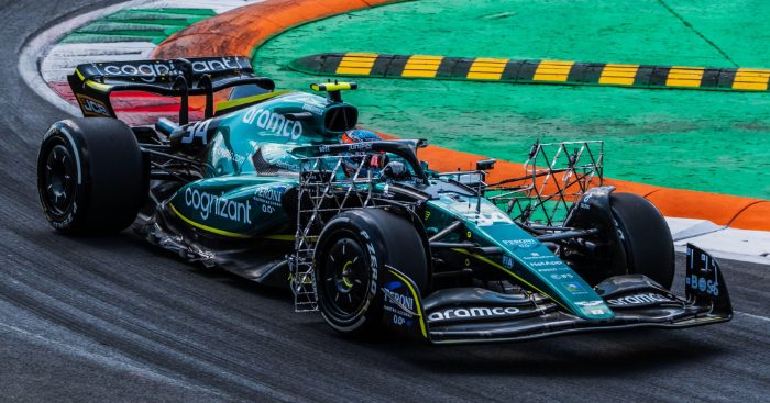 Aston Martin's Nyck de Vries on track at the Italian Grand Prix. Monza, September 2022.