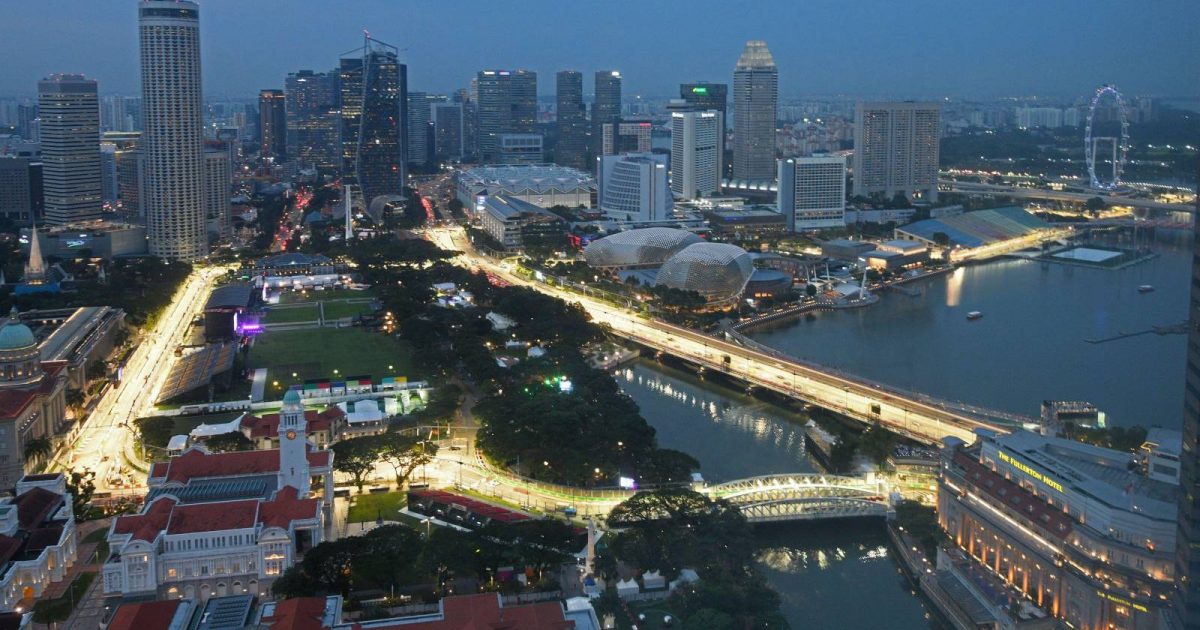 新加坡大奖赛前的滨海湾街赛道。新加坡,2022年9月。
