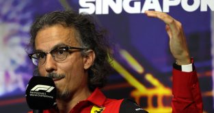 Laurent Mekies gestures during a press conference. Singapore October 2022.