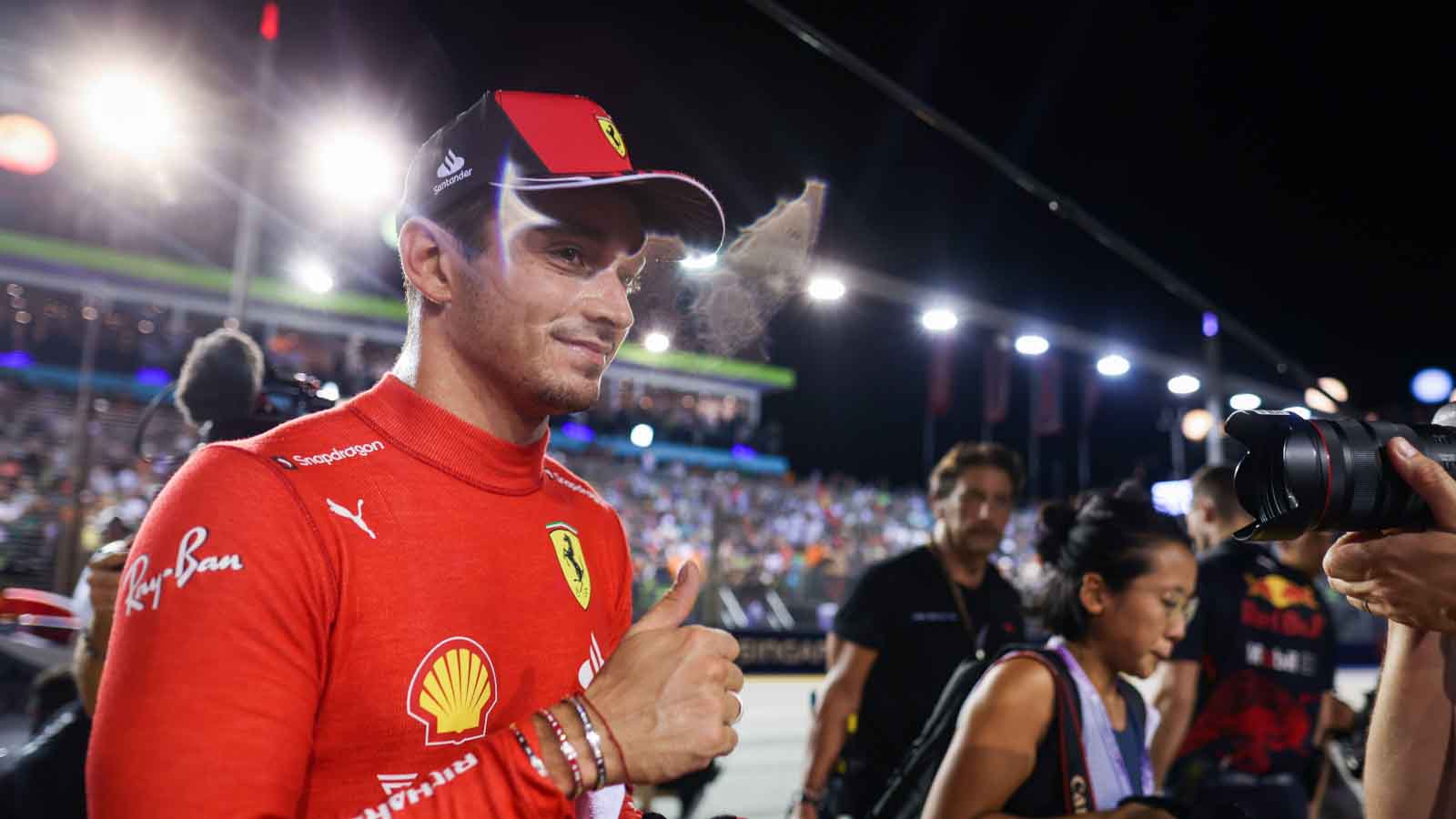 Charles Leclerc gives a thumbs up. Singapore October 2022.