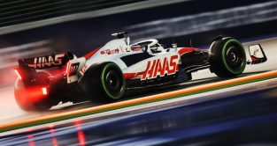 Kevin Magnussen in action for Haas. Singapore, October 2022.