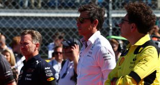 Christian Horner , Toto Wolff and Mattia Binotto on the grid. Monza September 2022