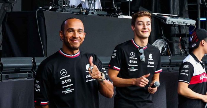 Lewis Hamilton and George Russell. Singapore October 2022.