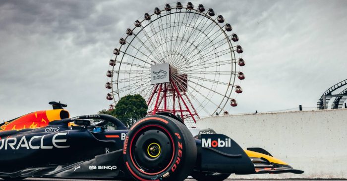 Max Verstappen passes big wheel at Japanese Grand Prix.