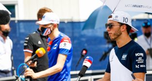 Pierre Gasly faces the media alongside Esteban Ocon. Austria June 2021