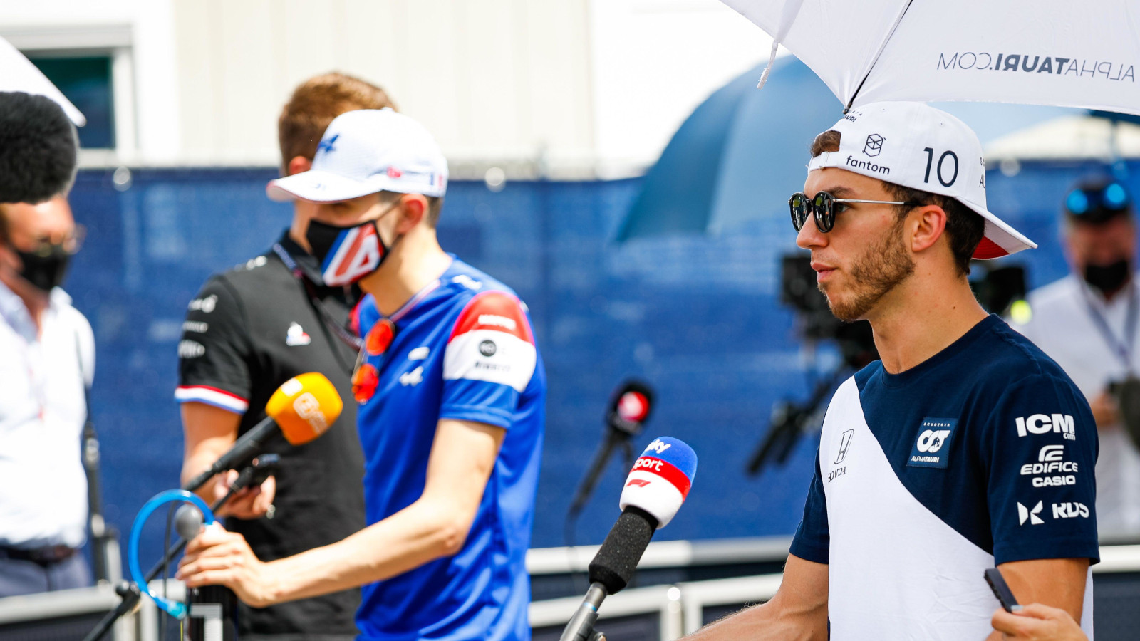 Pierre Gasly faces the media alongside Esteban Ocon. Austria June 2021
