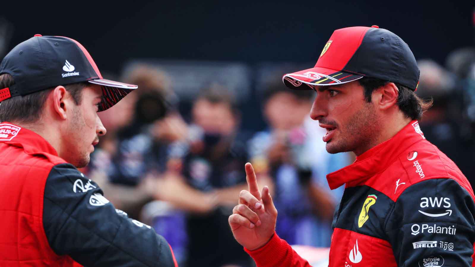 Charles Leclerc and Carlos Sainz after qualifying. Suzuka October 2022.