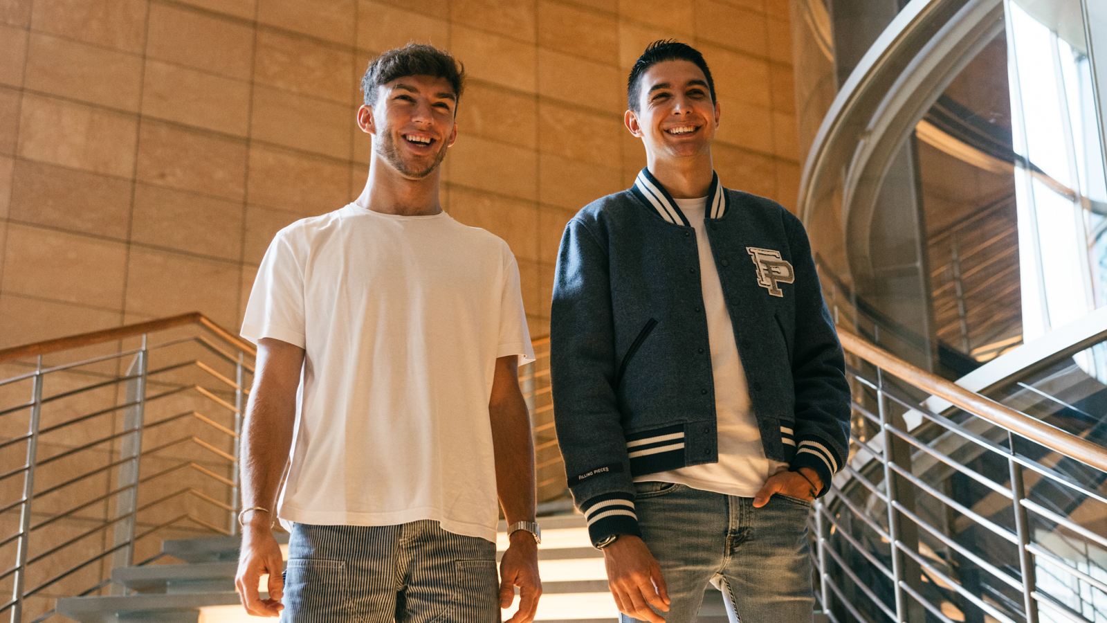 Pierre Gasly laughing with Esteban Ocon. Enstone, October 2022.