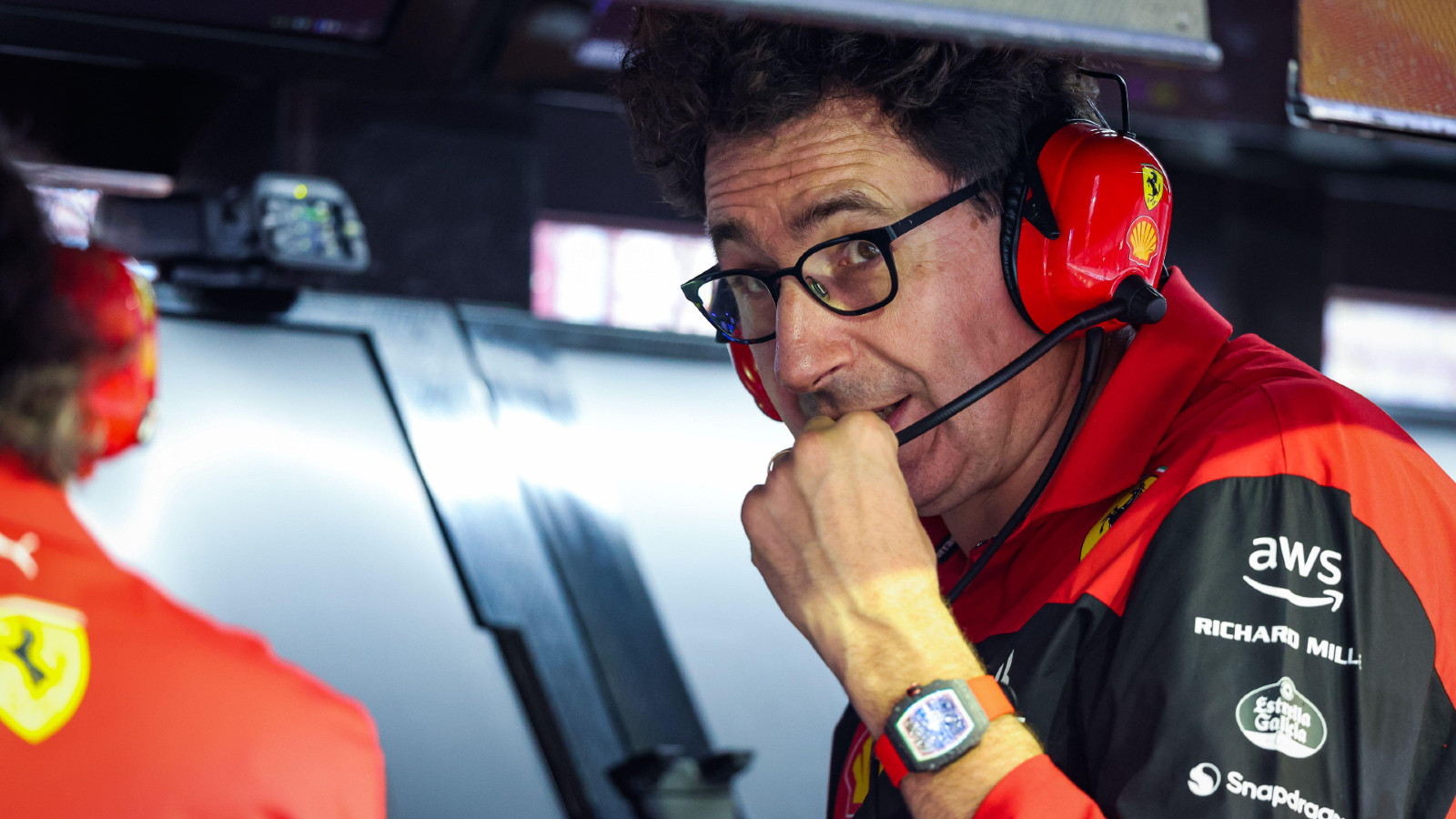 Ferrari's Mattia Binotto at the Singapore Grand Prix. Marina Bay, October 2022.