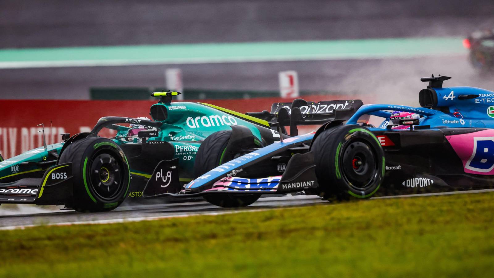 Sebastian Vettel's Aston Martin and Fernando Alonso's Alpine. Suzuka October 2022.