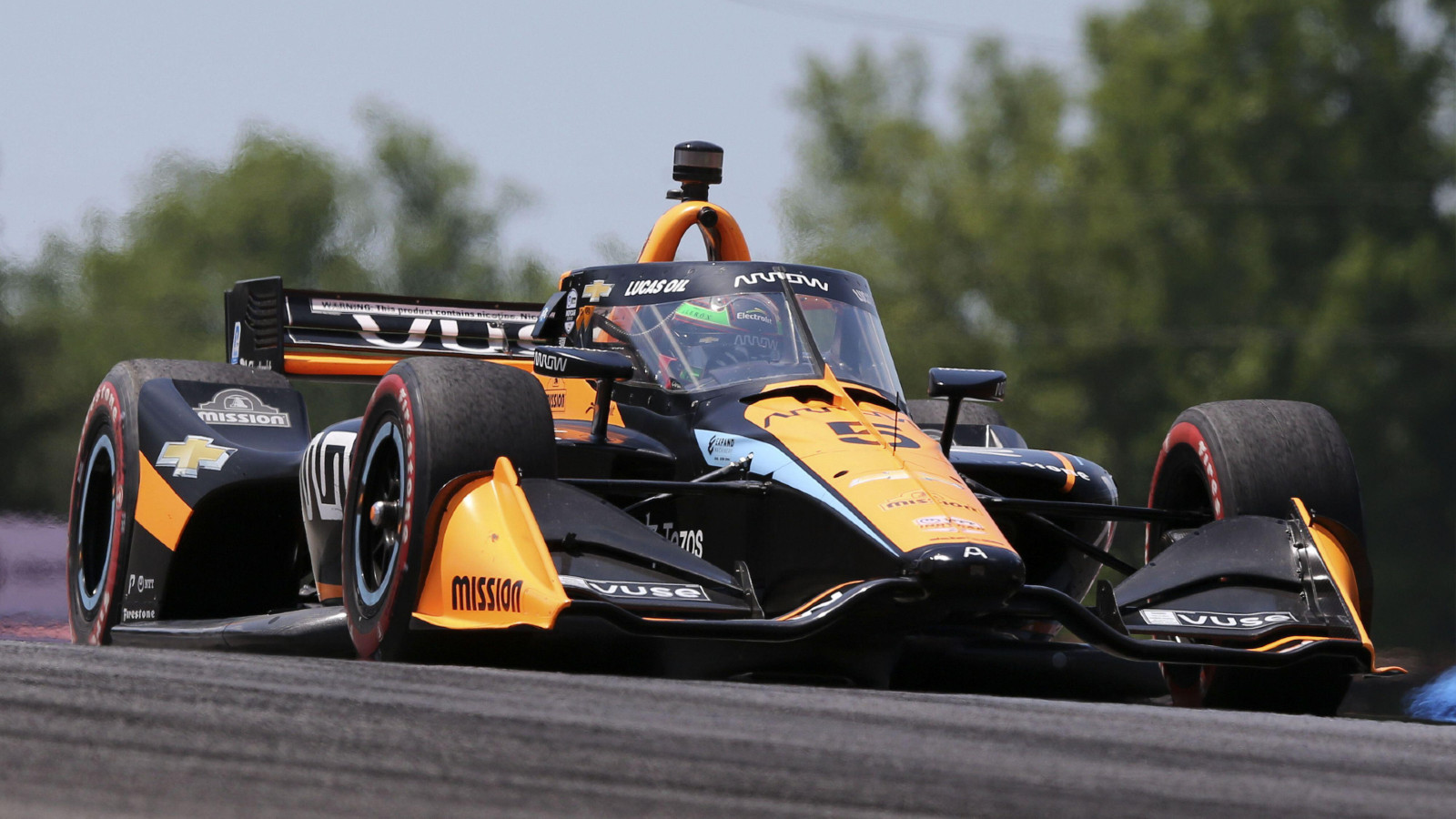 McLaren's Pato O'Ward on track during the 2022 IndyCar season.