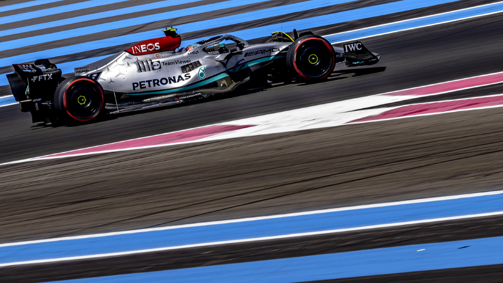 Mercedes' junior driver Nyck de Vries on track at the French Grand Prix. Paul Ricard, July 2022.