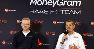 Guenther Steiner speaks at Haas MoneyGram sponsorship announcement. Austin October 2022.