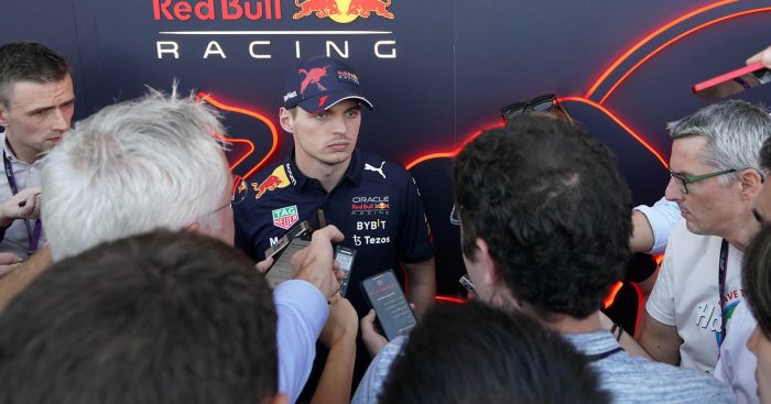 Max Verstappen answers questions in Austin paddock. Texas, October 2022
