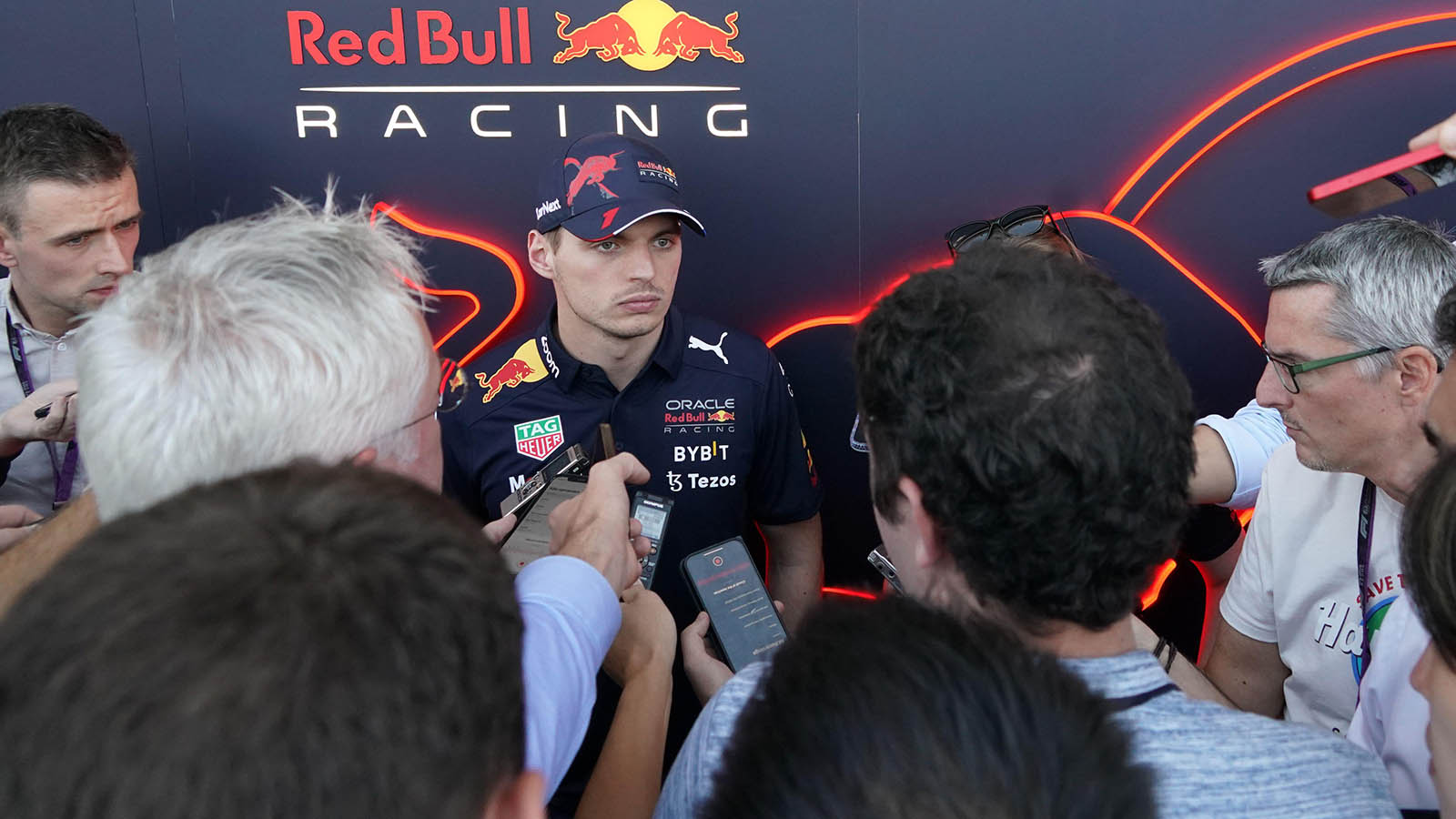 Max Verstappen answers questions in Austin paddock. Texas, October 2022