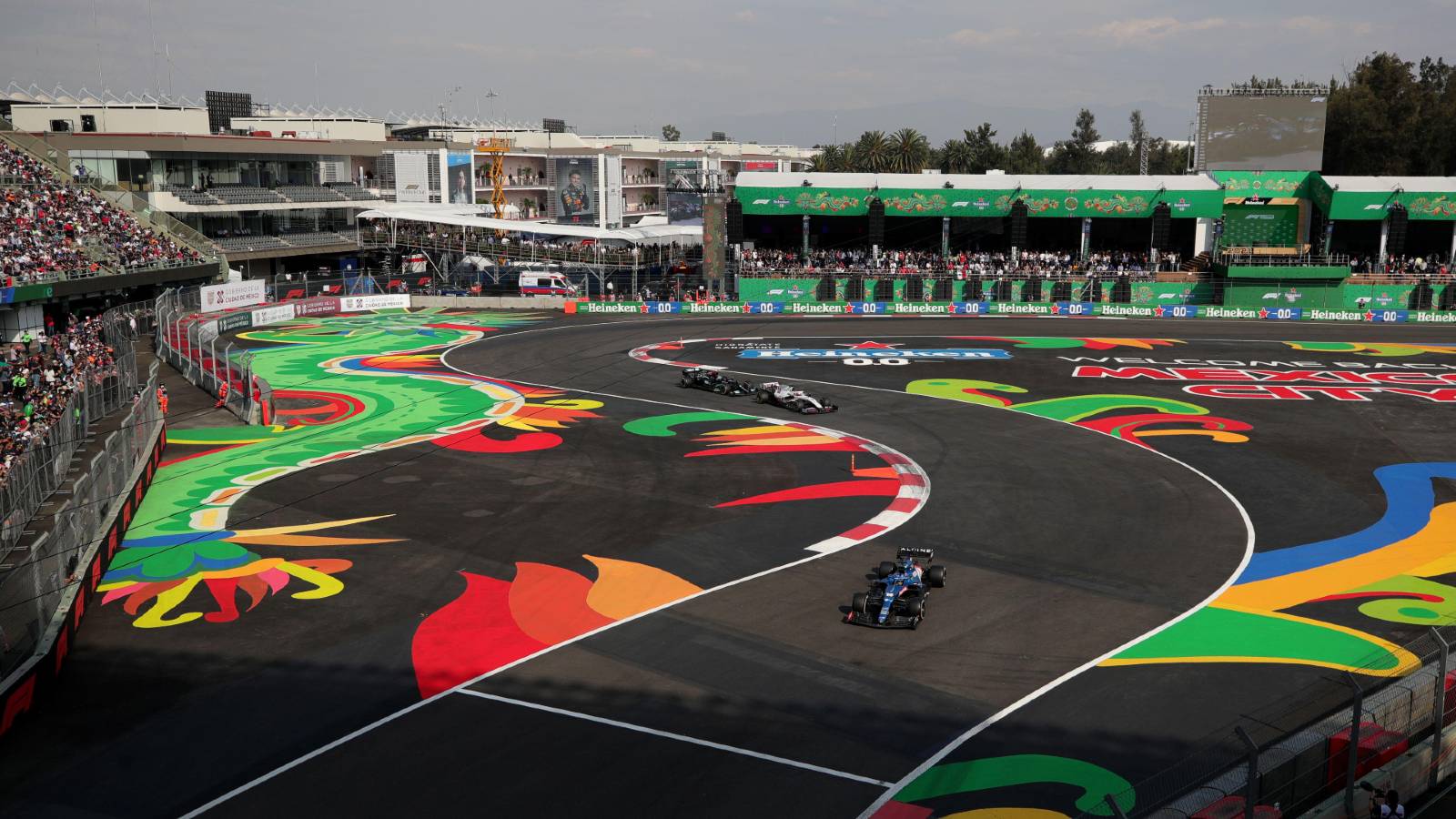 View of Autodromo Hermanos Rodriguez. Mexico City November 2021.