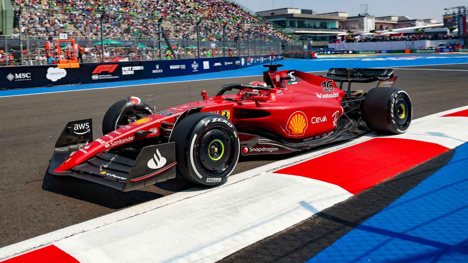 Charles Leclerc runs in Friday practice FP2. Mexico October 2022.