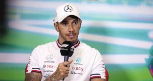 Lewis Hamilton speaks after the race. Mexico October 2022.