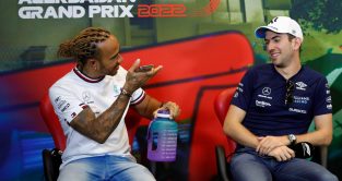 Lewis Hamilton and Nicholas Latifi at a press conference. Baku June 2022.