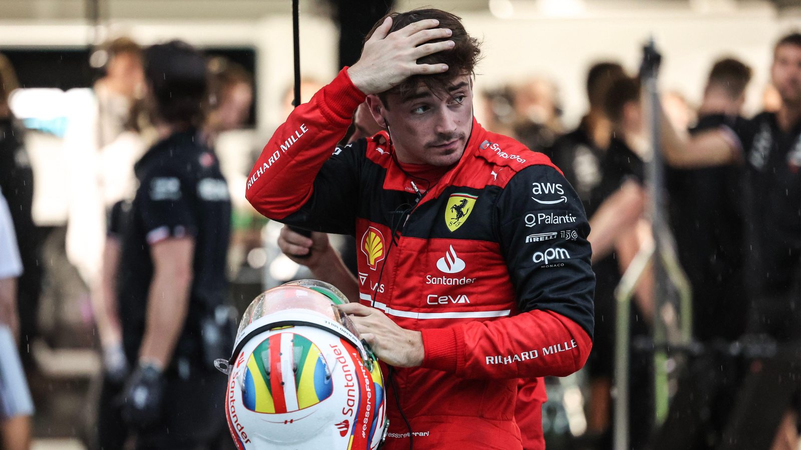 Charles Leclerc looks disappointed. Sao Paulo, November 2022.