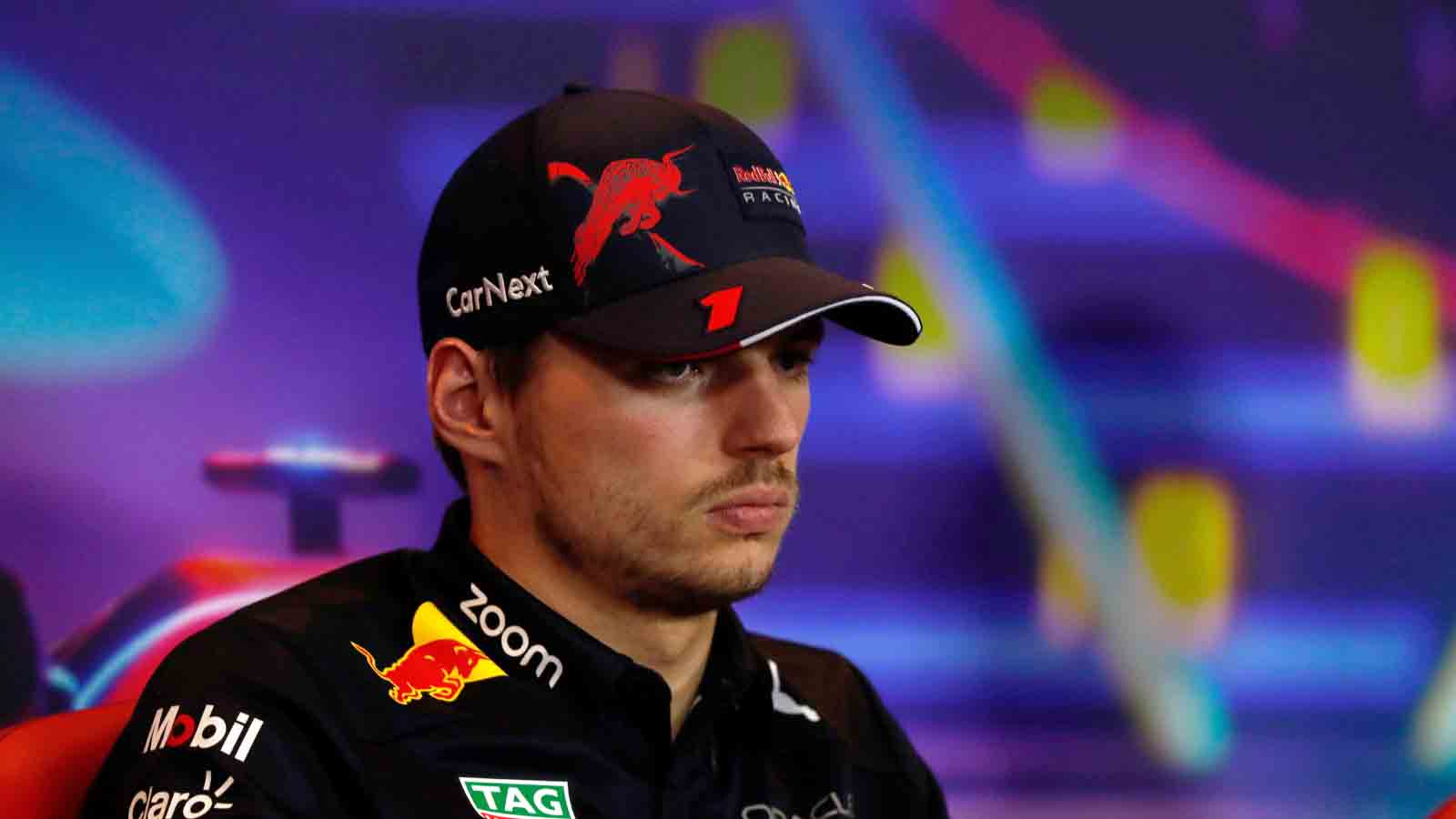 Max Verstappen in the press conference. Abu Dhabi November 2022.