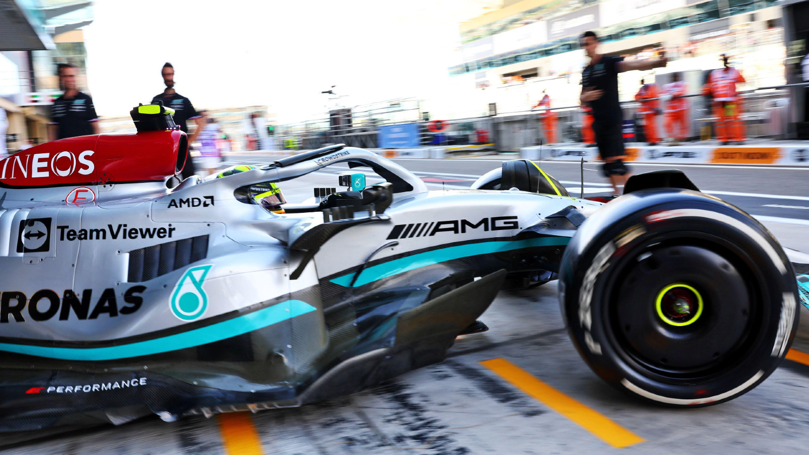 Mercedes' Lewis Hamilton at the Abu Dhabi Grand Prix. Yas Marina, November 2022. results
