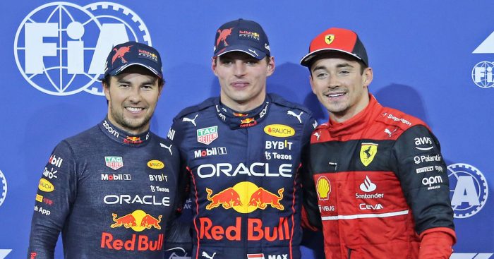 Max Verstappen on pole ahead of Sergio Perez and Charles Leclerc. Abu Dhabi November 2022