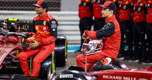 Ferrari's Charles Leclerc and Carlos Sainz at the Abu Dhabi Grand Prix. Yas Marina, November 2022.