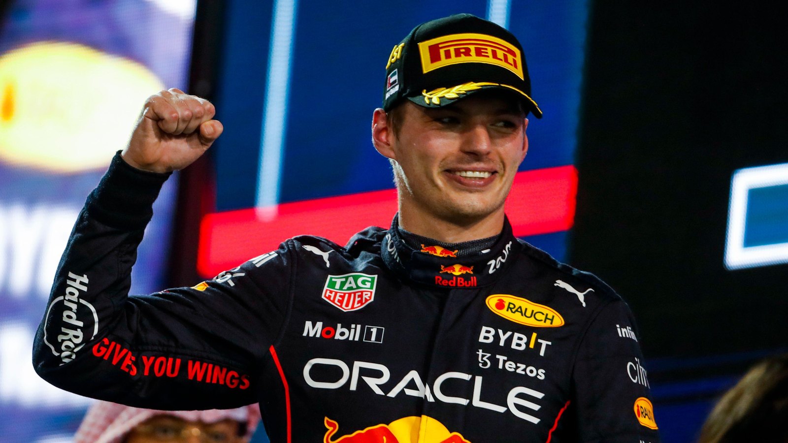 Max Verstappen celebrates. Abu Dhabi, November 2022.