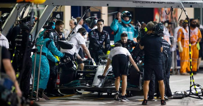 Lewis Hamilton retires from the Abu Dhabi GP. Yas Marina November 2022.