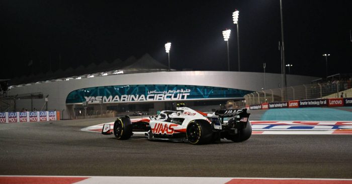 Mick Schumacher's Haas during the Abu Dhabi GP. Yas Marina November 2022.