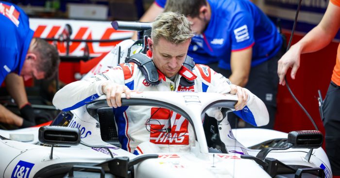 Nico Hulkenberg climbs out of the Haas. Abu Dhabi November 2022