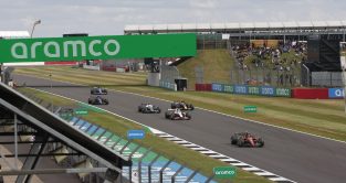 Action at the 2022 British Grand Prix. Silverstone, F1 points July 2022.