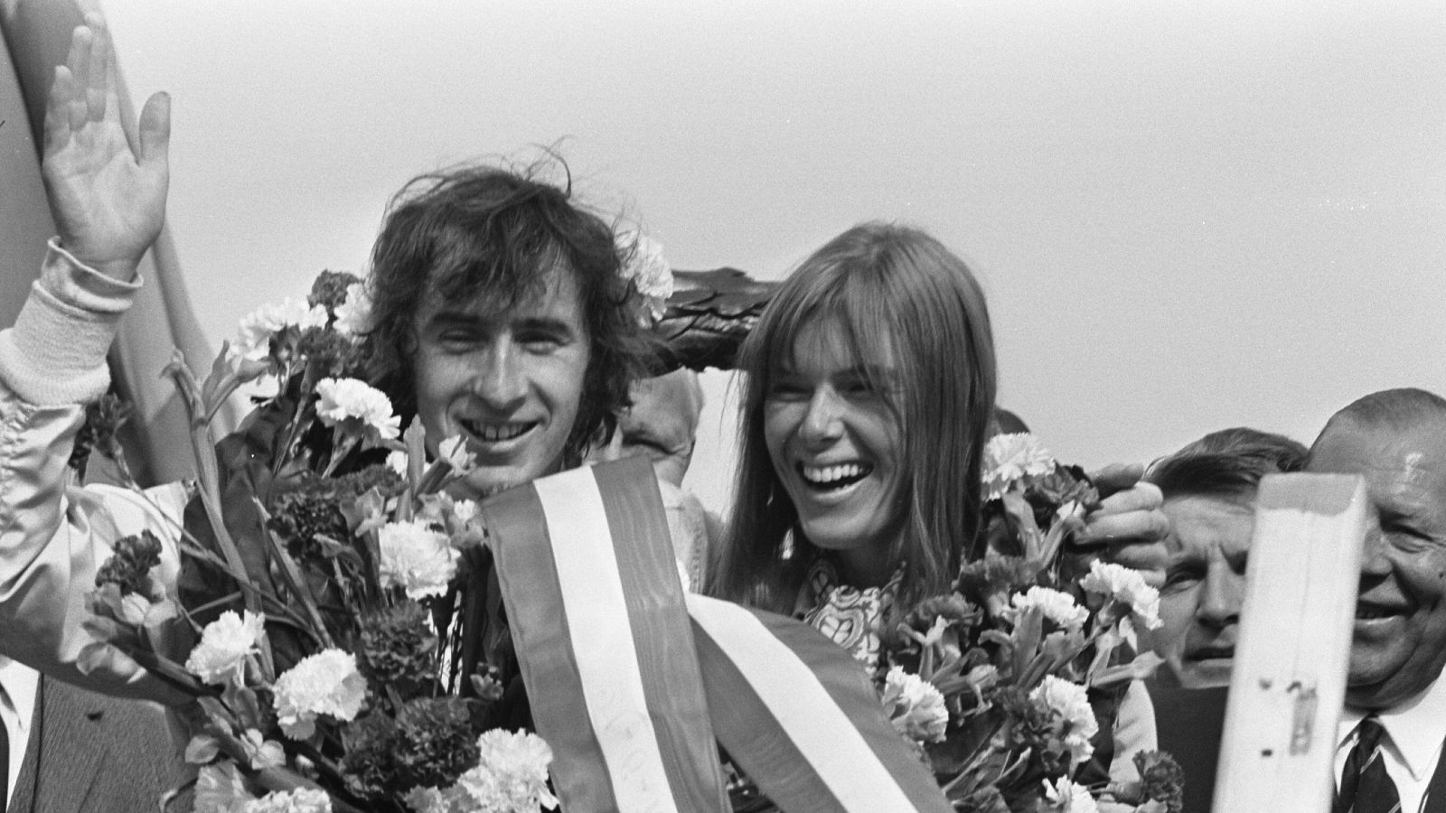 Jackie Stewart celebrates. Zandvoort, Netherlands. June 1969 
