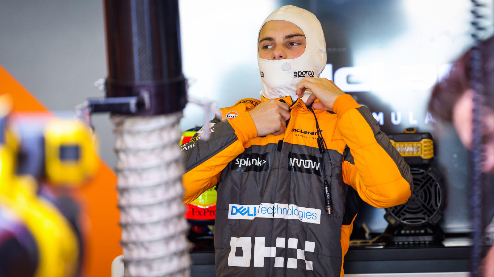 McLaren driver Oscar Piastri at Abu Dhabi testing. Yas Marina, November 2022.