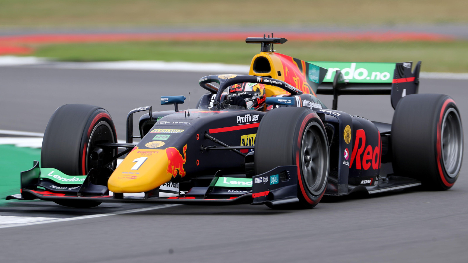 Dennis Hauger racing in Formula 2 in 2022. Silverstone, July 2022.
