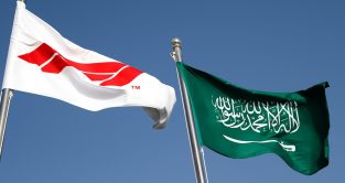 The Formula 1 and Saudi Arabia flags. Saudi Arabia, March 2022.
