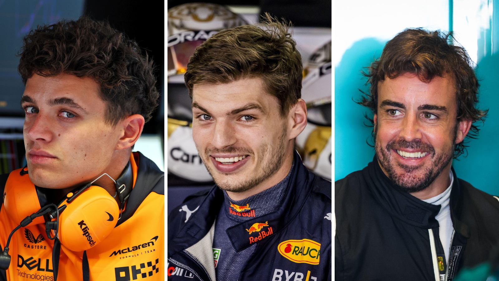 An edit of Lando Norris, Max Verstappen and Fernando Alonso.